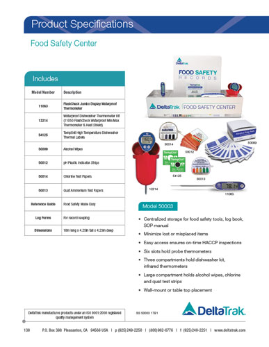 Download Food Safety Center Spec Sheet