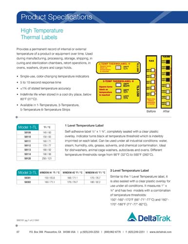 Download High Temperature Thermal Labels Spec Sheet