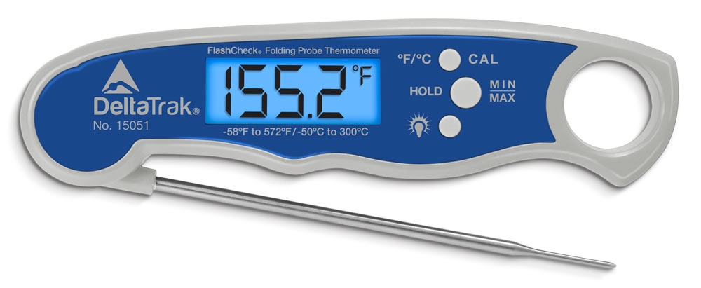 FlashCheck® Waterproof Min-Max Folding Probe Thermometer, Model 15051